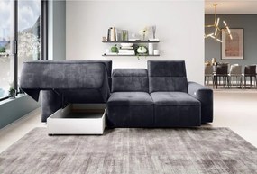 Narożnik COLOMBO Mini Lewostronny z elektryczną funkcją spania pojemnikiem PALLADIUM 19 Antracytowy WERSAL