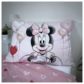 Różowa bawełniana pościel dziecięca jednoosobowa 140x200 cm Minnie "Balloon" – Jerry Fabrics