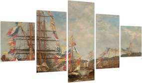 Obraz - Eugène Boudin, Festival in the Harbor of Honfleur, reprodukcje (125x70 cm)