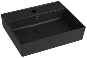 Umywalka ceramiczna nablatowa / wisząca czarna z otworem na baterie 55x45 cm LERA Black