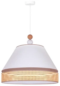 Duolla - Żyrandol na lince AVIGNON 1xE27/15W/230V śr. 50 cm biały/rattan