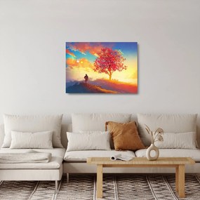 Obraz na szkle drzewa na wzgórzu (70x50 cm)