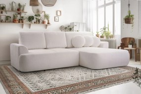 Masseno Narożnik FILO z funkcją spania i pojemnikiem na pościel Narozniki L, Rozkładana sofa - Biały, CORAL 70