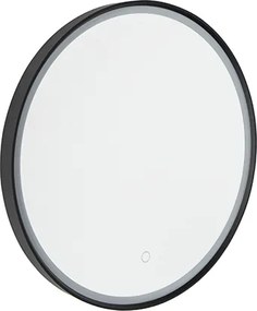 Lustro łazienkowe czarne 50 cm z LED, 3-stopniowe ściemnianie dotykowe, okrągłe - Miral