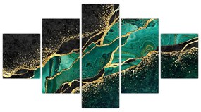 Obraz - Marmurki olejno-złote (125x70 cm)