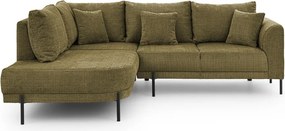 Zielony narożnik z tkaniny szenilowej (lewostronny/w kształcie litery L) Mauris – Ropez