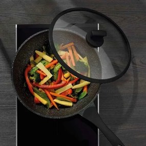 Patelnia wok Kela z pokrywką STELLA NOVA, odlewaluminiowy, czarna, 30 cm, 5 l