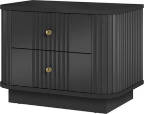 Zestaw szafek nocnych Vesper 56 cm na cokole - czarny / złote uchwyty