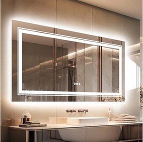 Lustro łazienkowe LED 100x60cm prostokątne lustro ścienne antyparowe 100x60cm