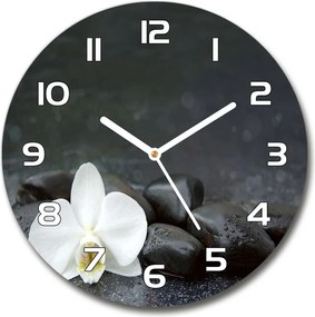 Zegar ścienny szklany okrągły Orchidea