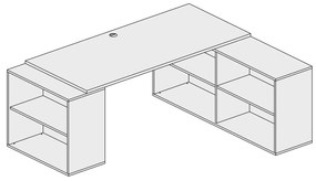 PLAN Biurko z przestrzenią do przechowywania BLOCK B01, biały/pomarańczowy