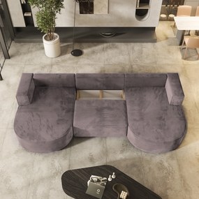 Masseno Narożnik VEZZO z funkcją spania i pojemnikiem na pościel Narozniki U, Rozkładana sofa - Wrzosowy, MONOLITH 62
