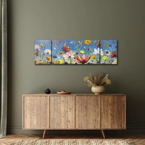 Malowany obraz kwitnącej łąki (170x50 cm)