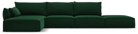 Ciemnozielony aksamitny narożnik (lewostronny/z szezlongiem) Vanda – Mazzini Sofas