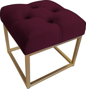 Pufa CHESTERFIELD tkanina Welur loft ławka podnóżek metal : Kolor Stelaża - Złoty, Kolor tkaniny - VELVET - MG02, Typ tkaniny - Velvet