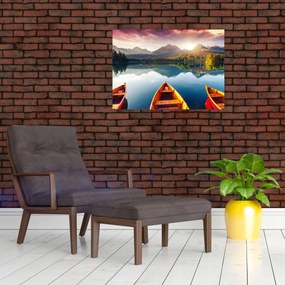 Obraz - Jezioro z łodziami (70x50 cm)
