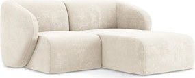 Beżowy narożnik z tkaniny szenilowej (prawostronny/z szezlongiem) Lani – Makamii