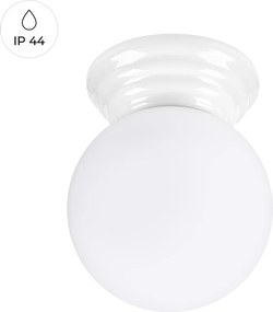 Lampa sufitowa minimalistyczny Zori, ceramika szkliwiona/szkło - 1 źródło - L.12 x H.12 cm - biały