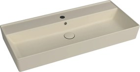 Umywalka ceramiczna nablatowa / wisząca beżowa z półką i otworem na baterie 100 x 45 cm LERA Ivory