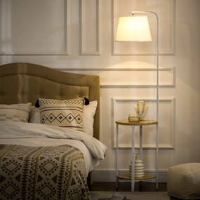 HOMCOM Lampa stojąca, lampa podłogowa z 2 półkami, 40 W lampa stojąca, lampa podłogowa, Biała | Aosom PL