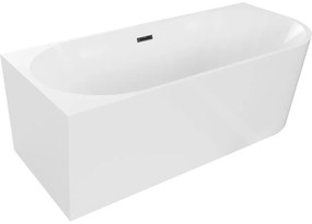 Mexen Mia wanna wolnostojąca narożna lewa 150 x 75 cm, biała, przelew czarny - 52691507500L-70
