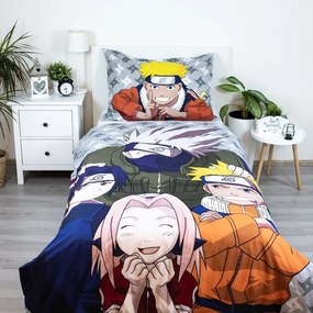 Bawełniana pościel dziecięca jednoosobowa 140x200 cm Naruto "Grey" – Jerry Fabrics