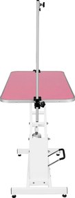 Biały hydrauliczny stół pielęgnacyjny - różowy blat