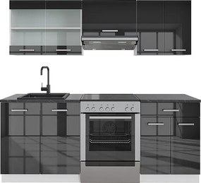 Aneks kuchenny antracytowy wysoki połysk/biały 200x60x81.6 r-line