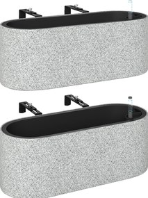 Outsunny Zestaw 2 Donic Wiszących z Systemem Drenażu i Haczykami 42 x 16 x 15 cm Jasnoszary | Aosom PL