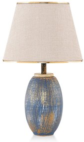 Lampa stołowa w niebiesko-kremowym kolorze z tekstylnym kloszem (wysokość 50 cm) Yakamoz – Opviq lights