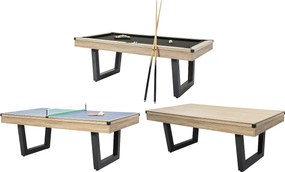 Stół wielofunkcyjny - Bilard i Ping-pong - Kolor naturalny jasny i czarny - szer. 213,4 x gł. 111,8 x wys. 78,5 cm - MELIAN