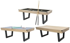 Stół wielofunkcyjny - Bilard i Ping-pong - Kolor naturalny jasny i czarny - szer. 213,4 x gł. 111,8 x wys. 78,5 cm - MELIAN