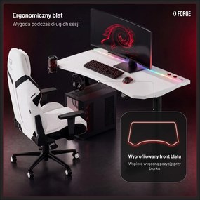 Elektryczne biurko dla graczy RGB Diablo X-Forge, 140x70 cm, biało-czarne
