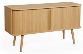 Niska komoda w dekorze dębu z drzwiami przesuwnymi 138x75 cm Rove – Woodman