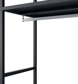 Regał biurowy otwarty z drążkiem na ubrania, do recepcji i poczekalni, metalowy, antracytowy/orzech, 800x2200x400 mm: ARIEL Eco Design