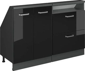 Szafka kuchenna na dach skośny czarny wysoki połysk 120x46x81.6 r-line