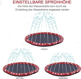 PawHut Basen dla psów, Plac Zabaw Wodny, antypoślizgowy, wytrzymały, przyjazny dla zwierząt, Ø170 cm, Czerwony