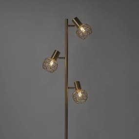 Designerska lampa podłogowa złota 3-światłowa regulowana - Mesh