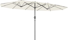 Outsunny Podwójny Parasol 436 x 260 cm, Stal z Ochroną UV z Korbką, Beżowy