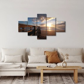 Obraz molo, plaży i morza (125x70 cm)