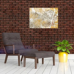 Obraz - Ściana w stylu vintage z kwiatami (70x50 cm)