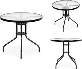 Stolik ogrodowy okrągły 80 cm z otworem na parasol Tulum 072, czarny