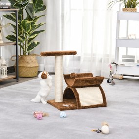 PawHut Drapak dla Kota z Piłką Drzewko do Zabawy i Drapania Wysoka Jakość Brązowy | Aosom PL