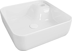 Umywalka nablatowa kwadratowa biała z otworem na baterie 43x43 cm ALAMA