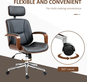 Vinsetto Ergonomiczny Fotel Biurowy z Wysokim Oparciem, Odczepianym Zagłówkiem do Domowego Biura, Czarny | Aosom PL