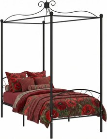 Czarne łóżko z baldachimem z metalu 90x200 cm N7-T51