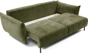 Masseno Sofa UNO z funkcją spania i pojemnikiem na pościel, Rozkładana sofa - Zielony, OVER THE HORIZON 38