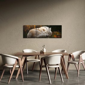 Obraz - Odpoczywający wilk (z zegarem) (90x30 cm)