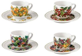 Zestaw 4 porcelanowych filiżanek ze spodkami Brandani Le Primizie