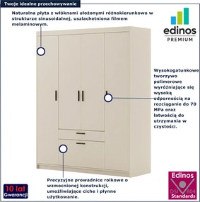 Czterodrzwiowa szafa z szufladami piaskowy beż P9-B56